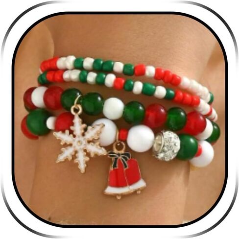 Christmas Bracelet Womens Gifts for Christmas Snowflake Christmas Tree Bracelets Christmas Charm Bracelets Christmas Accessories Jewelry Christmas Stockings Stuffers in Kuwait