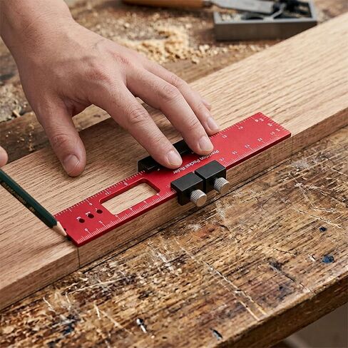 Woodworking Ruler, Precision Pocket Metal Slide Rule with Inch and Metric Scale for Marking and Measuring, T Type Scribing Square Ruler for Woodworking Layout, 6.3 Inch in Saudi Arabia