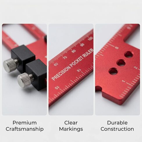 Woodworking Ruler, Precision Pocket Metal Slide Rule with Inch and Metric Scale for Marking and Measuring, T Type Scribing Square Ruler for Woodworking Layout, 6.3 Inch in Saudi Arabia