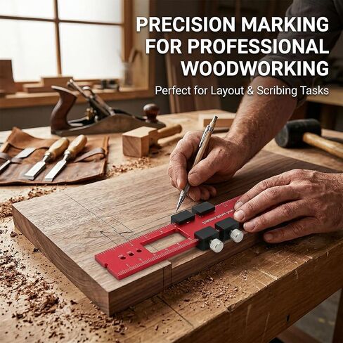 Woodworking Ruler, Precision Pocket Metal Slide Rule with Inch and Metric Scale for Marking and Measuring, T Type Scribing Square Ruler for Woodworking Layout, 6.3 Inch in Saudi Arabia