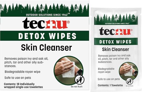 تكنو مناديل التخلص من السموم، 18 قطعة مناديل مبللة كبيرة فردية لإزالة الطفح الجلدي المسبب للزيت من الجلد، بدون ماء، وأيضًا للبلوط السام والسماق السام in Kuwait