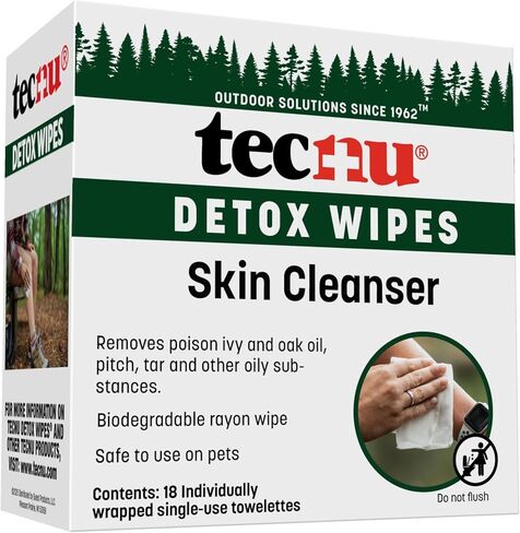 تكنو مناديل التخلص من السموم، 18 قطعة مناديل مبللة كبيرة فردية لإزالة الطفح الجلدي المسبب للزيت من الجلد، بدون ماء، وأيضًا للبلوط السام والسماق السام in Kuwait