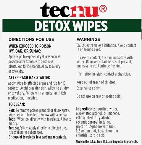 تكنو مناديل التخلص من السموم، 18 قطعة مناديل مبللة كبيرة فردية لإزالة الطفح الجلدي المسبب للزيت من الجلد، بدون ماء، وأيضًا للبلوط السام والسماق السام in Kuwait