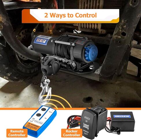 WeiSen 4500lb 12V Electric Winch w/Winch Mount and Rocker Switch Compatible with Yamaha Rhino 450 660 700 2003-2013, with 32ft Synthetic Line Hawse Fairlead Hook and Line Stopper in Saudi Arabia