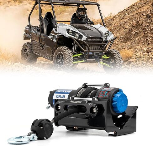 طقم ونش كهربائي 4500 رطل من WeiSen مع حامل ونش ومفتاح هزاز متوافق مع Kawasaki Teryx4 750 2012-2013، مناسب Teryx 800 4 2014-2025، مع خطاف وسدادة من حبل Hawse Fairlead الصناعي in Saudi Arabia