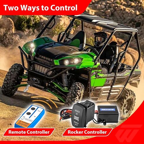 طقم ونش كهربائي 4500 رطل من WeiSen مع حامل ونش ومفتاح هزاز متوافق مع Kawasaki Teryx4 750 2012-2013، مناسب Teryx 800 4 2014-2025، مع خطاف وسدادة من حبل Hawse Fairlead الصناعي in Saudi Arabia