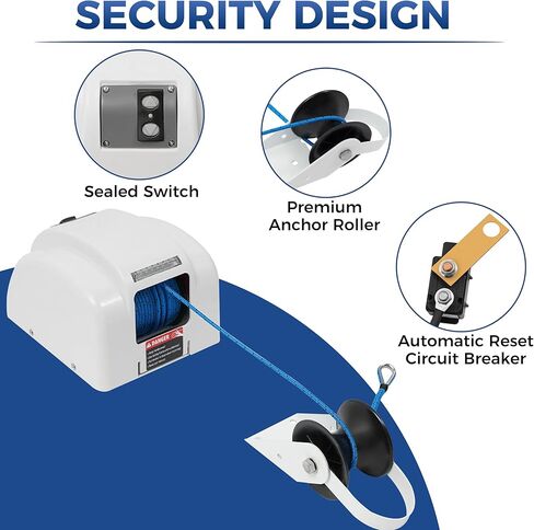 ونش مرساة كهربائي، 45 رطل ونش مرساة كهربائي للقارب 12 فولت محرك سحب الروافع ونش القارب مع جهاز تحكم عن بعد لاسلكي وحبل مرساة 100 قدم، قوة الحبل 700 رطل in Saudi Arabia