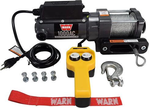 WARN 1000 AC Electric Winch 1000 lb Pulling Capacity | Heavy-Duty 120V AC Motor with Durable Steel Cable, Remote Control & Automatic Brake | Powerful Utility Winch for Shops, Garages & Industrial Use in Saudi Arabia
