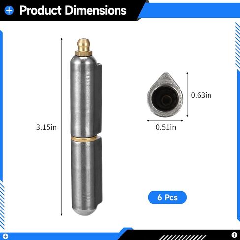 5 Pcs Weld On Water Drop Hinges, 3.15 x 0.51 x 0.63 in Steel Weldable Gate Hinges, Round Head Copper Pad, Heavy Duty Gray Hinges for Metal Doors/Gates/BBQ Smoker Bullet Weld on Bullet in Kuwait