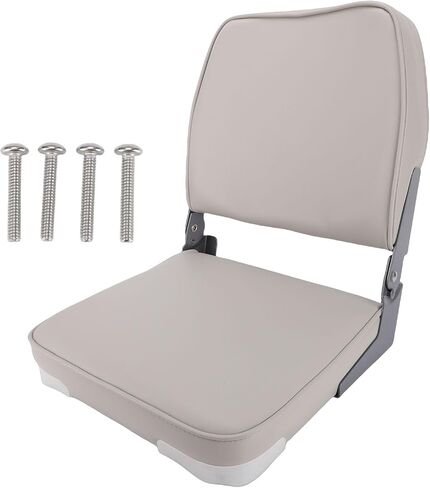 Fabater Folding Boat Seat, Aluminum Alloy Hinge Marine Grade Ethenyl 250lbs Capacity Lightweight Foldable Low Back Boat Seat, Pontoon Chair with Padded for Pontoon Fishing Canoe in Saudi Arabia