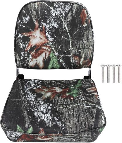 Folding Boat Seat, Low Back Padded Pontoon Boat Chair with Thick Marine Grade Foam, Aluminum Alloy Hinges and Tie Down Straps, for Canoe Kayak Fishing Cruising in Kuwait