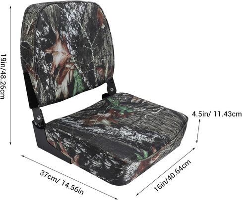 Folding Boat Seat, Low Back Padded Pontoon Boat Chair with Thick Marine Grade Foam, Aluminum Alloy Hinges and Tie Down Straps, for Canoe Kayak Fishing Cruising in Kuwait