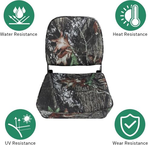 Folding Boat Seat, Low Back Padded Pontoon Boat Chair with Thick Marine Grade Foam, Aluminum Alloy Hinges and Tie Down Straps, for Canoe Kayak Fishing Cruising in Kuwait