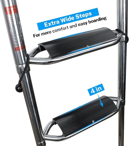 Pontoon Boat Ladder,Polished 316 Stainless Steel 4 Step Telescoping Ladder,600LBS Capacity for Sailboats,Ships,Most Swimming Pools,Docks,pontoons. in Kuwait