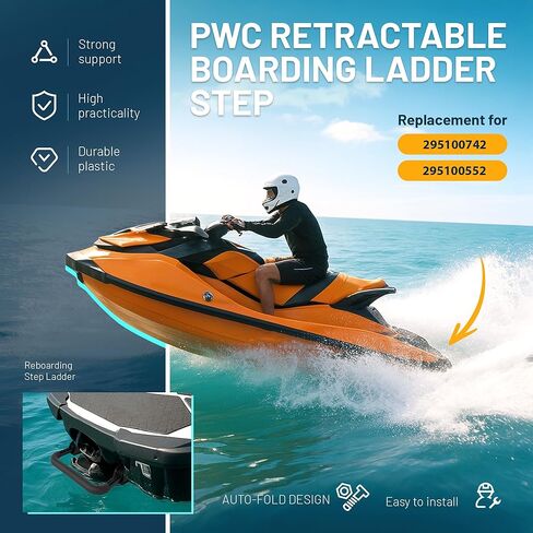 Reboarding Step Ladder Compatible with 2014-2018 Sea-Doo GTI / 130 / S/SE 130 / SE 155 / GTR 215 230 / GTX S 155 Replacement for 295100742 295100552 Retractable Spring-Loaded Boarding Ladder in Saudi Arabia