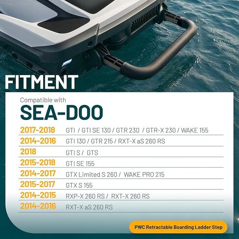 Reboarding Step Ladder Compatible with 2014-2018 Sea-Doo GTI / 130 / S/SE 130 / SE 155 / GTR 215 230 / GTX S 155 Replacement for 295100742 295100552 Retractable Spring-Loaded Boarding Ladder in Saudi Arabia