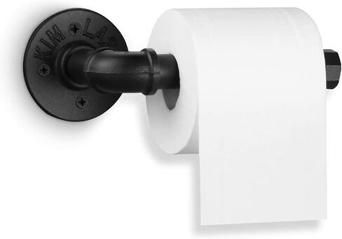 Industrial Pipe Toilet Paper Holder,Matte Black Heavy Duty DIY Vintage Rustic Iron Roll Tissue Wall Mounted Paper Holder Towel Racks with Hardware for Bathroom, Kitchen, Bedroom, Hallway(1 Pack) in Saudi Arabia