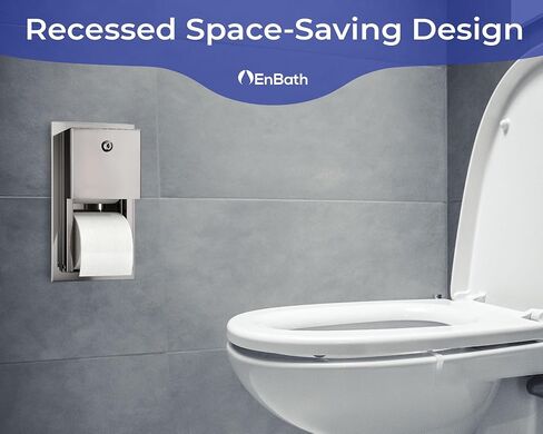 Recessed Commercial Toilet Paper Dispenser, 2 Roll Stainless Steel Toilet Paper Holder. Wall Mount, Locking Tissue Dispensers for Bathroom/Restroom in Kuwait