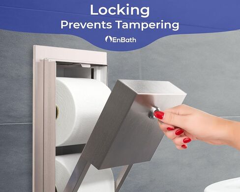 Recessed Commercial Toilet Paper Dispenser, 2 Roll Stainless Steel Toilet Paper Holder. Wall Mount, Locking Tissue Dispensers for Bathroom/Restroom in Kuwait