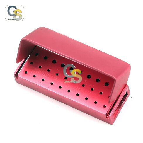 30 Holes Dental Disinfection Burs Holder Opening Box Dental Lab Aluminum Bur Case Pink Color Dn-2087 by G.S Online Store in Saudi Arabia