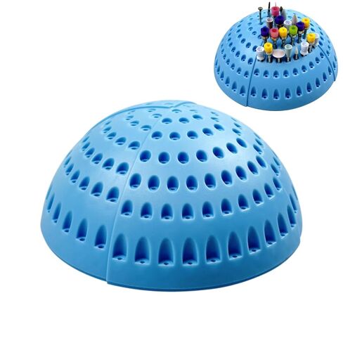 180 Holes Plastic Semi-Circular Dental Bur Holder, High/Low-Speed Drill Bits Disinfection Drill Box, Organizing Nail Drill Bits Dentistry Lab Tools(Without Tools) (Blue) in Saudi Arabia