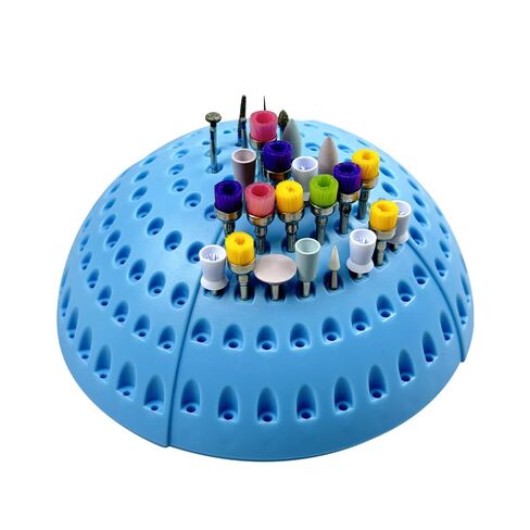 180 Holes Plastic Semi-Circular Dental Bur Holder, High/Low-Speed Drill Bits Disinfection Drill Box, Organizing Nail Drill Bits Dentistry Lab Tools(Without Tools) (Blue) in Saudi Arabia
