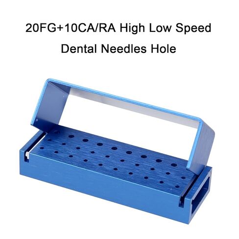 Dental Burs Holder Block Case 30 Holes 2Pcs Disinfection Diamond Burs Aluminium Autoclavable Opening Box for Laboratory Clinics（Sliver and Blue） in Saudi Arabia