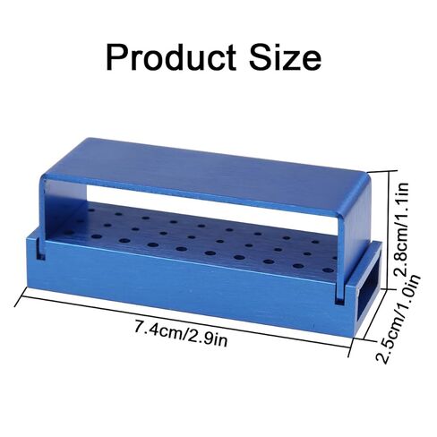 Dental Burs Holder Block Case 30 Holes 2Pcs Disinfection Diamond Burs Aluminium Autoclavable Opening Box for Laboratory Clinics（Sliver and Blue） in Saudi Arabia