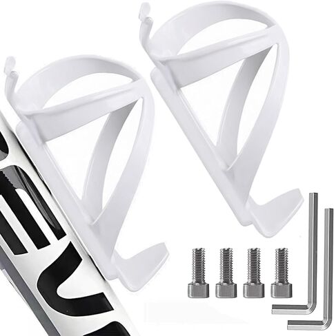Bike Water Bottle Holders 2 Pack, Universal Bikes Cup Holders Cages, Ultra-Light Water Bottle Bike Cage with Stainless Steel Screws Tool, for Bicycle, Cycling, MTB, Road/Mountain Bikes - Black in Kuwait
