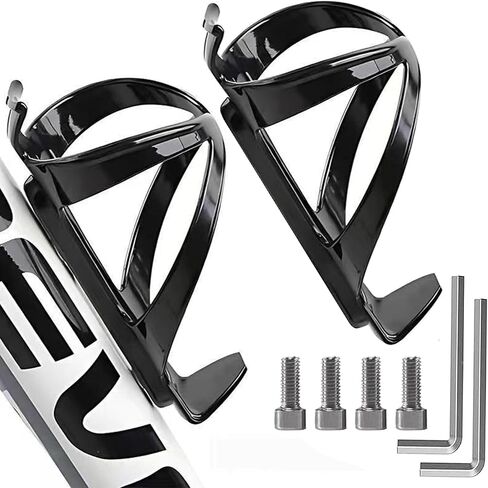 Bike Water Bottle Holders 2 Pack, Universal Bikes Cup Holders Cages, Ultra-Light Water Bottle Bike Cage with Stainless Steel Screws Tool, for Bicycle, Cycling, MTB, Road/Mountain Bikes - Black in Saudi Arabia