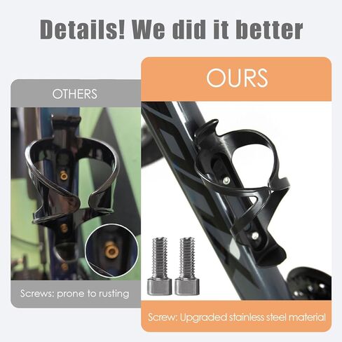 Bike Water Bottle Holders 2 Pack, Universal Bikes Cup Holders Cages, Ultra-Light Water Bottle Bike Cage with Stainless Steel Screws Tool, for Bicycle, Cycling, MTB, Road/Mountain Bikes - Black in Saudi Arabia