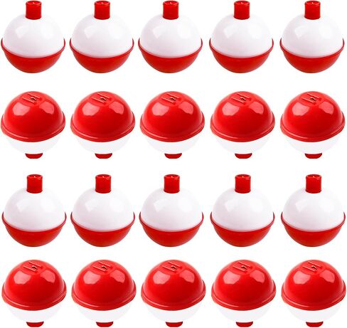 VATEICO Fishing Folats Bulk Hard ABS Bobbers Snap-on Floats Push Button Round Buoy Float Bobbers for Crappie Panfish Walleyes Red and White 0.75"/1"/1.25"/1.5"/2" in Kuwait