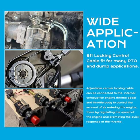 6FT Heavy Duty Vernier Adjustable Lock Cable, Part Number VCGTX06, Red Locking Adjustable Heavy Duty Vernier Control Cable with 2 Throttle Cable Ends for Industrial Commercial PTO Dump Control Cable in Kuwait