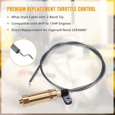 23426687 Throttle Control Cable for Ingersoll Rand 8HP-13HP Engines, Throttle Cable Whip Style, Brass & Stainless Steel Construction with Clip in Kuwait