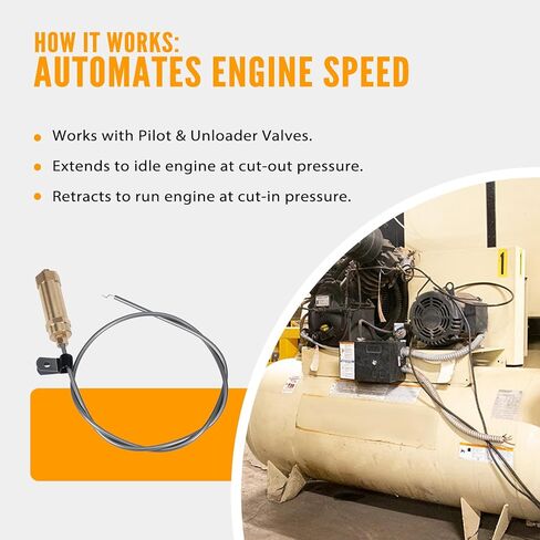 23426687 Throttle Control Cable for Ingersoll Rand 8HP-13HP Engines, Throttle Cable Whip Style, Brass & Stainless Steel Construction with Clip in Kuwait