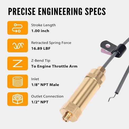 23426687 Throttle Control Cable for Ingersoll Rand 8HP-13HP Engines, Throttle Cable Whip Style, Brass & Stainless Steel Construction with Clip in Kuwait