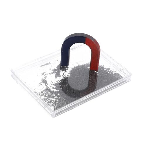 Scientific Iron Filings Box, 3.69X2.75in Metal Powder Box Simulates Magnetic Field Demonstrator, Magnetic Flux Lines Depiction Experiment Physics Electromagnetism Teaching Instrument in Kuwait