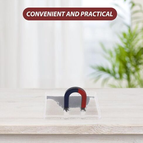 Scientific Iron Filings Box, 3.69X2.75in Metal Powder Box Simulates Magnetic Field Demonstrator, Magnetic Flux Lines Depiction Experiment Physics Electromagnetism Teaching Instrument in Kuwait