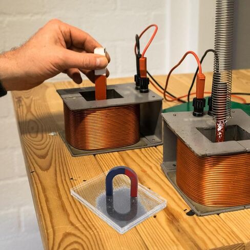 Scientific Iron Filings Box, 3.69X2.75in Metal Powder Box Simulates Magnetic Field Demonstrator, Magnetic Flux Lines Depiction Experiment Physics Electromagnetism Teaching Instrument in Kuwait