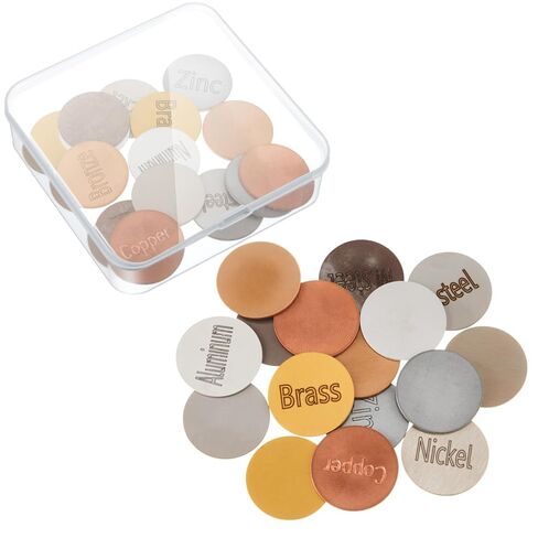 Moxweyeni 16 Piece Metal Identification Kit Magnetic and Non Magnetic Metal Discs Set with Storage Case for Educational Science Testing and Learning in Saudi Arabia