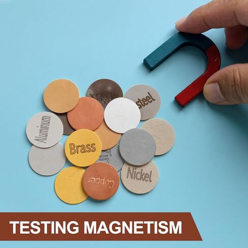 Moxweyeni 16 Piece Metal Identification Kit Magnetic and Non Magnetic Metal Discs Set with Storage Case for Educational Science Testing and Learning in Saudi Arabia