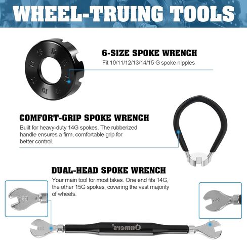 Oumers Bike Spoke Wrench, 3 Pieces Spoke Keys with 3 Bike Tire Levers, 6 Pieces Bicycle Repair Tool Kit, Cycling Pocket Tools for Wheel Rim Correction and Flat Tire Fix in Saudi Arabia