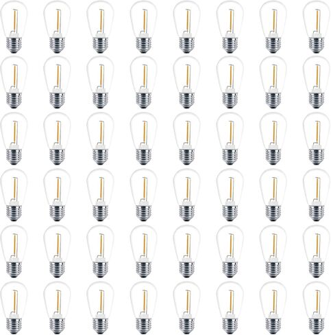 Meconard 24 حزمة LED S14 مصابيح بديلة، مقاومة للكسر في الهواء الطلق 1 وات لتحل محل لمبة متوهجة بسلسلة 11 وات، قاعدة لولبية متوسطة عادية E26، 2200 ك أبيض دافئ، غير قابل للتعتيم in Kuwait