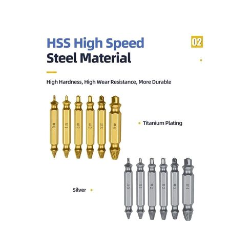 مجموعة واحدة من مجموعة مستخرج البراغي التالفة، مثقاب مركزي، أدوات النجارة، مزيل براغي مكسورة (فضي، 4 قطع مع صندوق) in Kuwait