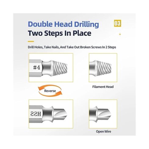 مجموعة واحدة من مجموعة مستخرج البراغي التالفة، مثقاب مركزي، أدوات النجارة، مزيل براغي مكسورة (فضي، 4 قطع مع صندوق) in Kuwait