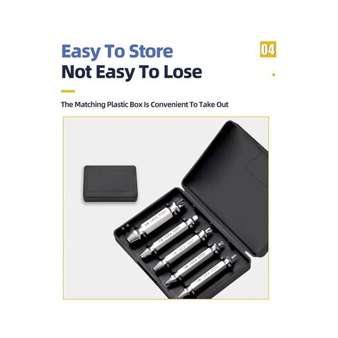 مجموعة واحدة من مجموعة مستخرج البراغي التالفة، مثقاب مركزي، أدوات النجارة، مزيل براغي مكسورة (فضي، 4 قطع مع صندوق) in Kuwait