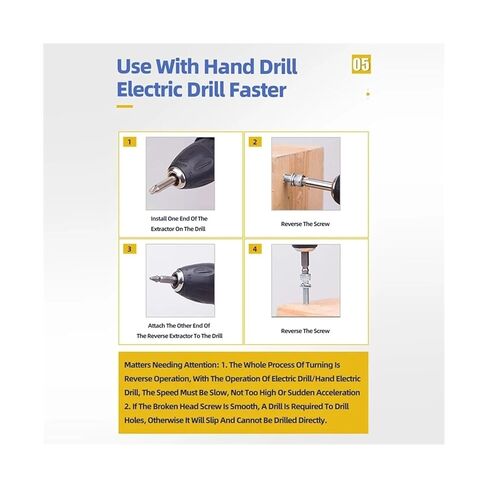 مجموعة واحدة من مجموعة مستخرج البراغي التالفة، مثقاب مركزي، أدوات النجارة، مزيل براغي مكسورة (فضي، 4 قطع مع صندوق) in Kuwait