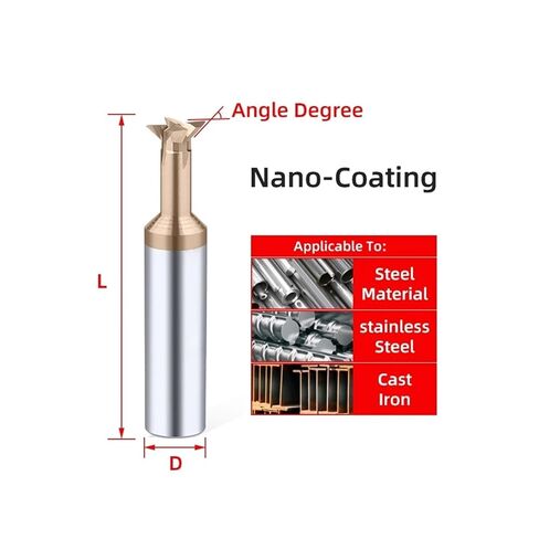 1 × قاطع طحن من الكربيد 30 45 60 75 درجة أدوات CNC لمعالجة المعادن من فولاذ التنجستن قاطع الشطب المطلي (45 درجة، D8 × 60 لتر) in Kuwait