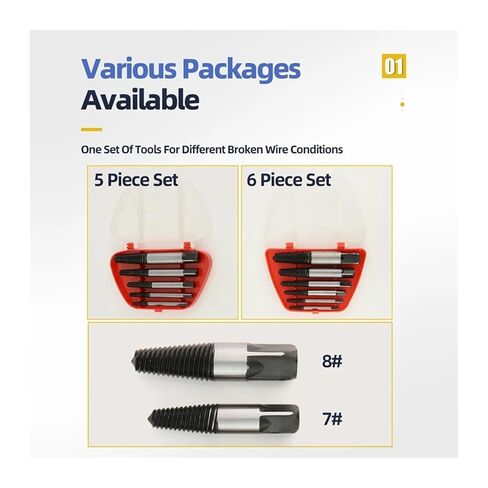 طقم لقم مثقاب لولبي 1/5/6 قطع، مزيل للبراغي التالفة، أدوات النجارة، مسمار مكسور، أنبوب مياه (صندوق مستخرج 6 قطع) in Kuwait