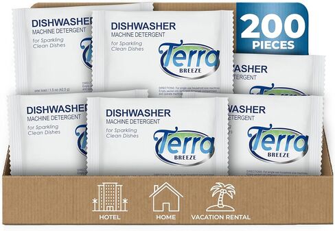 Individually Wrapped Dishwasher Tablets | Dishwasher Detergent | Dish Soap Pods | Fresh Lemon Scent | Deep Clean for Dishes | 200 Count Bulk for Vacation Rentals and Extended Stay Hotels in Saudi Arabia